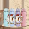1PC Rooster Standing Farm Animal Pattern 750ml Color Plastic Sports Water Bottle Leakproof Flip Straw Lid Suitable for Sports Office Home Use