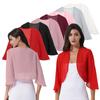 Women 3/4 Sleeve Solid Color Chiffon Open Front Cardigan Bolero Jacket Shawl Wraps Spring Summer Outdoor Casual Wear