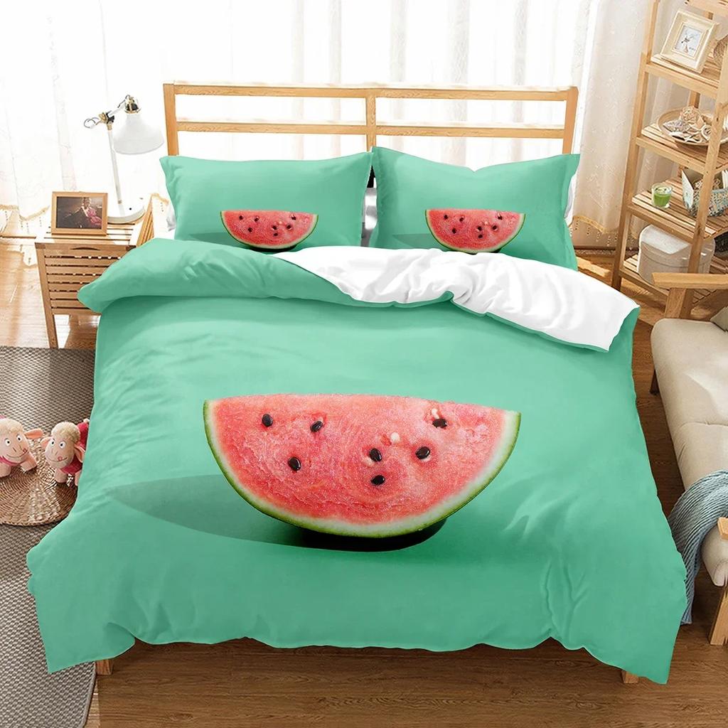Арбузный пододеяльник, летняя тема, узор из свежих фруктов, пододеяльник для детей, мальчиков и девочек, комплект постельного белья, декор для спальни, подарки