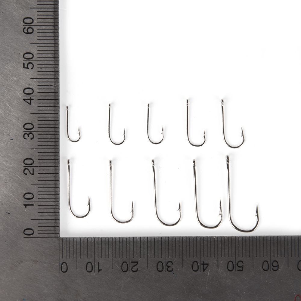 100Pcs 1 Box High Quality 10 Sizes Carbon Steel Fish Bait Fishing Hooks Durable Head Fishook