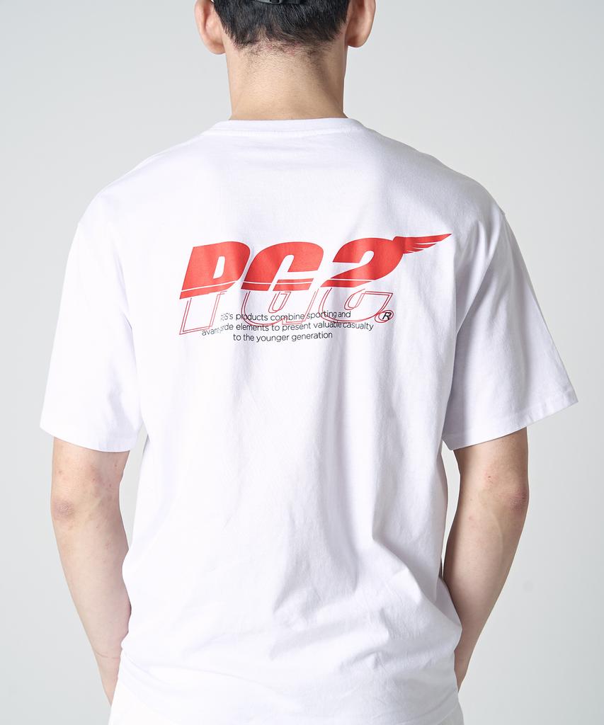 PIGLES Italic Logo Lettering Short Sleeve T-Shirt (White)