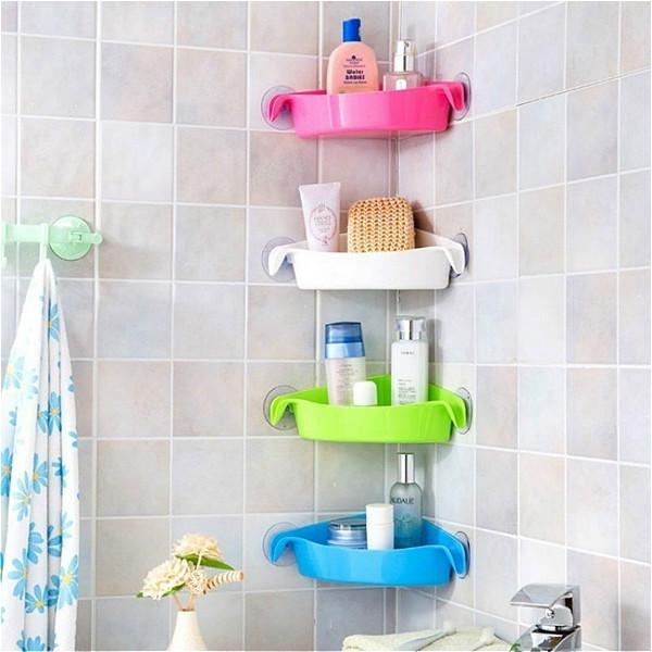 High Quality Suction Cup Bathroom Accessories Corner Storage Rack Kitchen Storage Shelf Shower Shelf