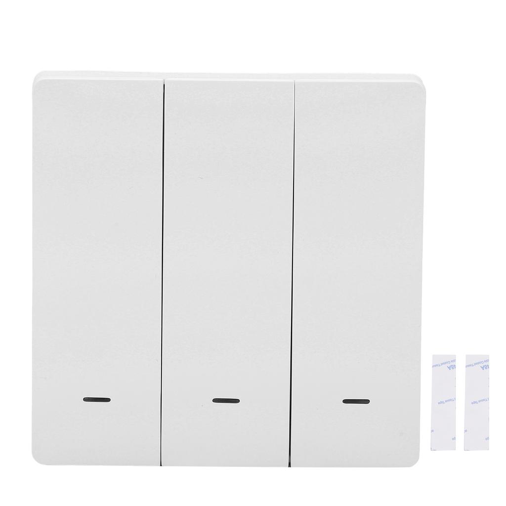 Беспроводной кнопочный переключатель 3 Gang Intelligent Scene Link Adhesive Type White High Temperature Resistance