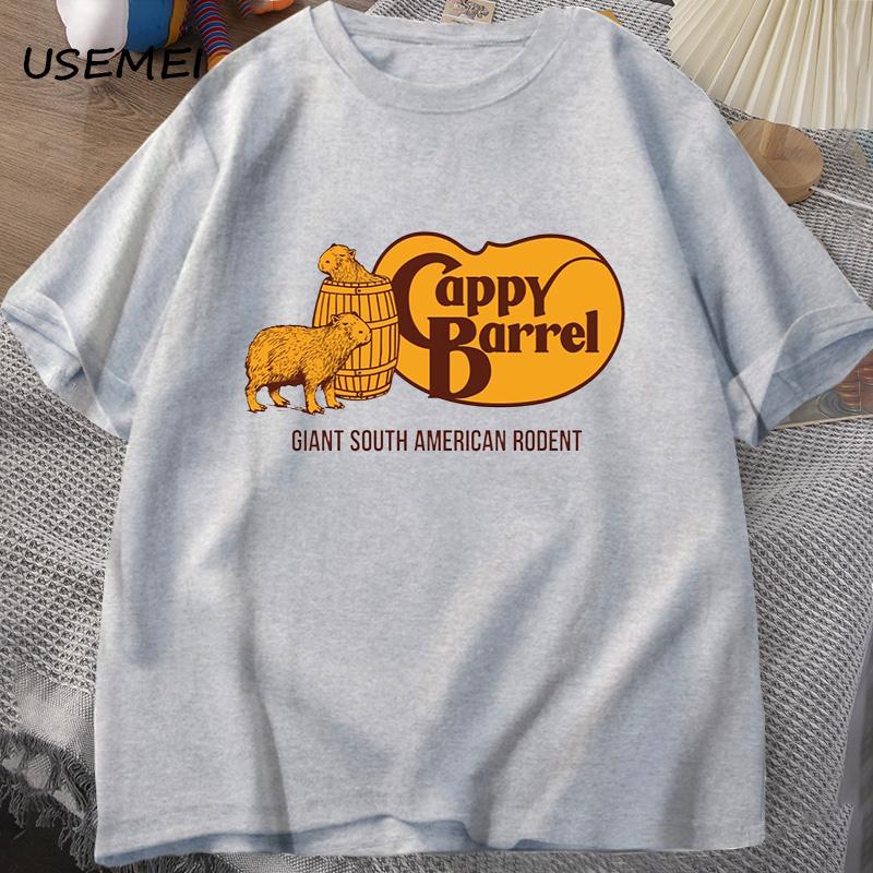 Кепка Cappy Капибара Футболка Мужская Летняя Хлопковая с Коротким Рукавом Повседневная Графическая Футболка Мужская Одежда Уличная Одежда Футболки 90-х Топ