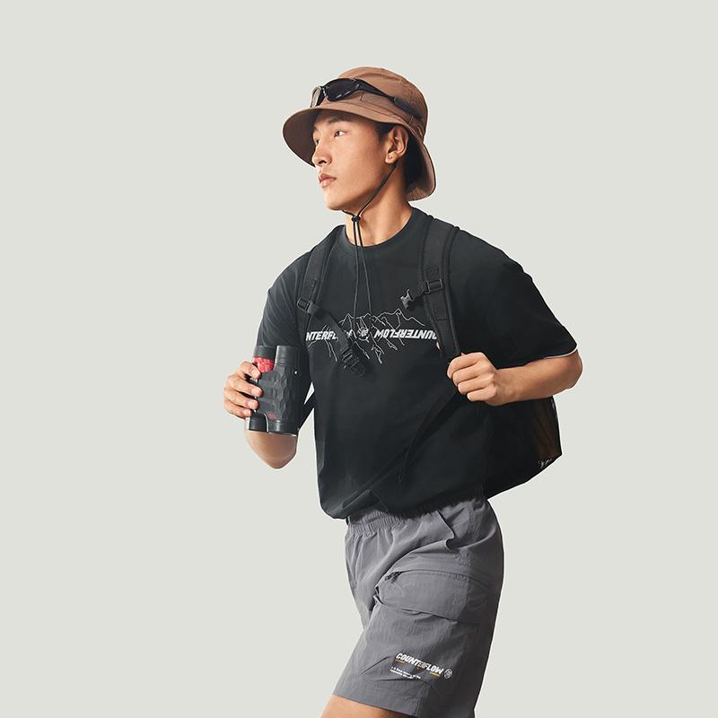 Li-Ning CF Trace Alphabet Print Knit Sports Tee Men Tops Black ATSU627-1