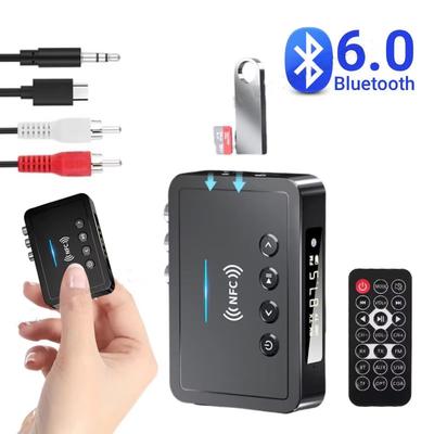 NFC Bluetooth 6.0 Приемник Передатчик Беспроводной Адаптер FM Стерео AUX 3.5MM Оптический Коаксиальный TF/USB-накопитель Пульт Дистанционного Управления Для ТВ ПК