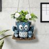 Цветочный горшок Синяя сова Смола Керамика Подвесной кашпо с детализированной текстурой Атмосферостойкий Декоративный держатель для растений для дома и улицы