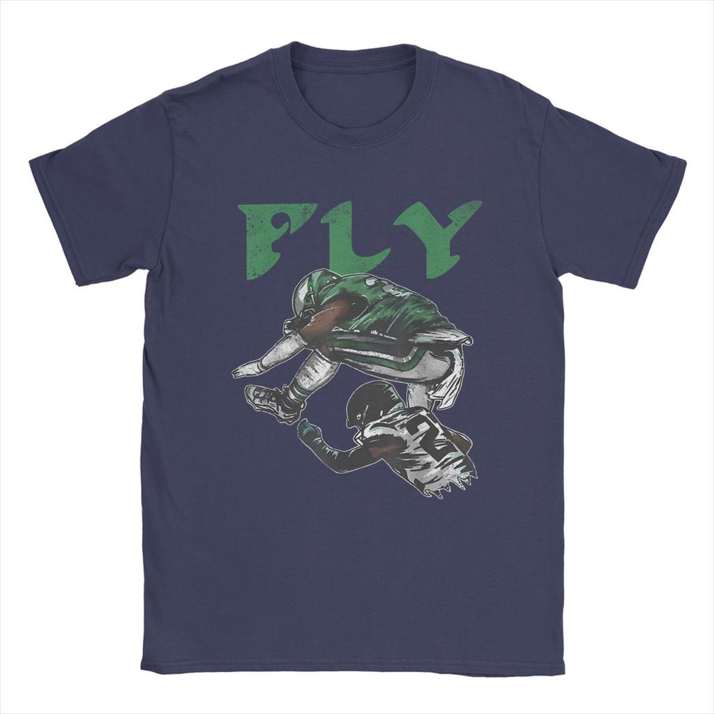 Saquon Barkley Fly The Reverse Hurdle T Shirt for Men 100% Cotton Funny T-Shirt Rugby Eagle Tees Short Sleeve Clothes Plus Size