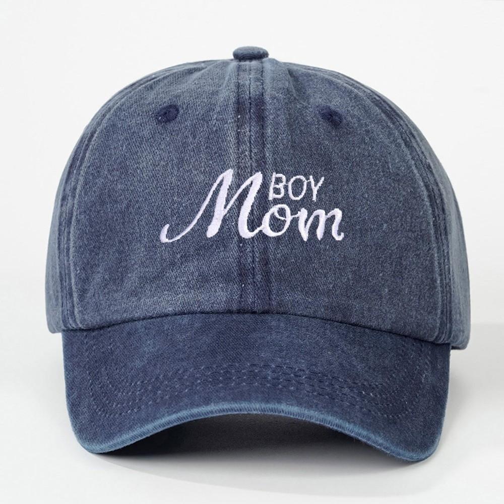 Vintage Boy Mom Embroidery Caps Washed Cotton Baseball Cap Fashion Sport Visors Cap Gifts