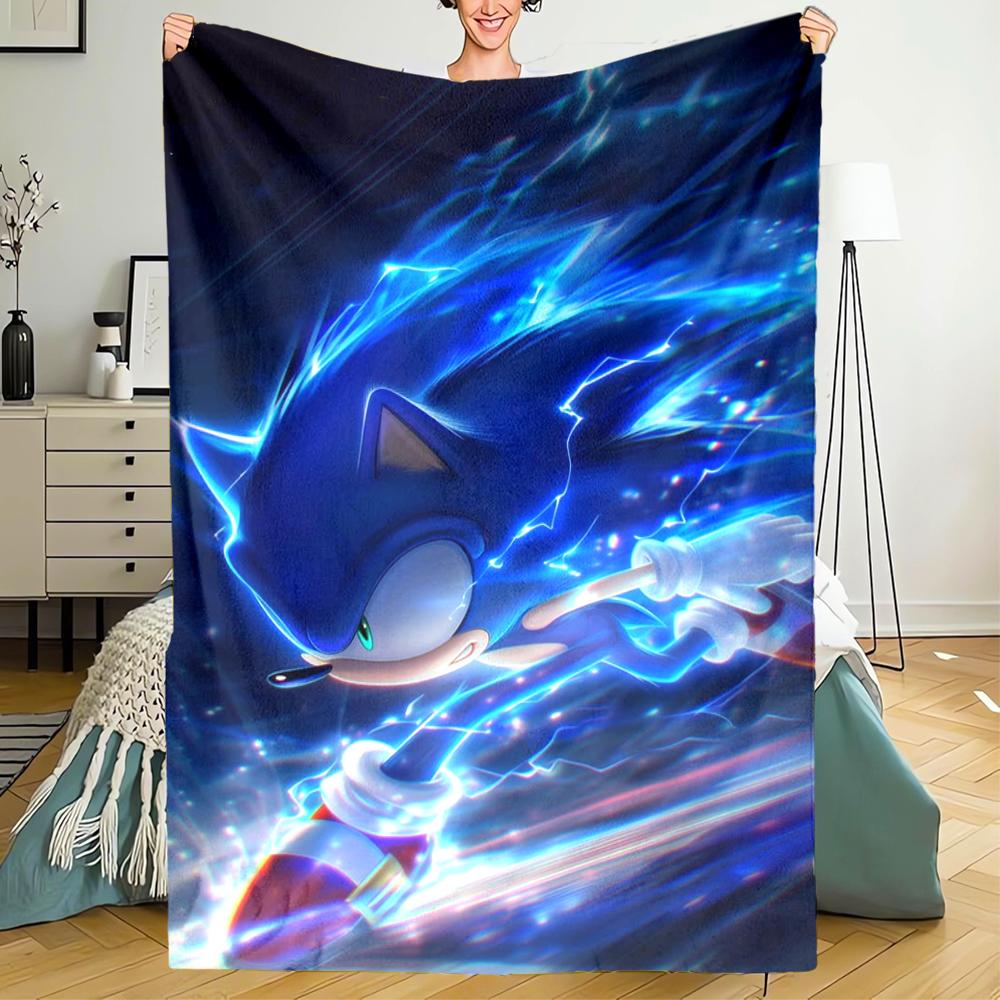 Sonic Theme Printed Blanket - Perfect for Couch, Bed, Travel & Outdoor Use | Machine Washable, Cozy & Durable.