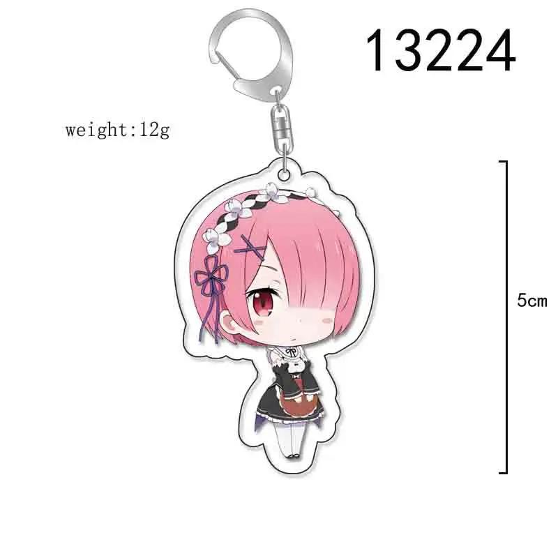 Anime Re:life in a Different World from Zero keychain Kawaii Rem Ram Acrylic Key Chain Cartoon Figures Pendant Cosplay Jewelry