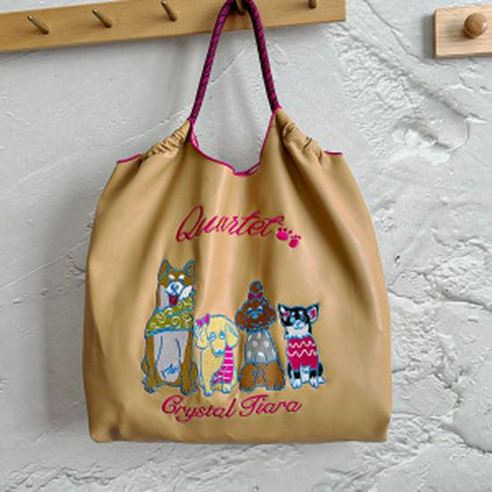 Сумка-тоут из вышитой кожи в японском стиле - Женская большая вместительная сумка через плечо