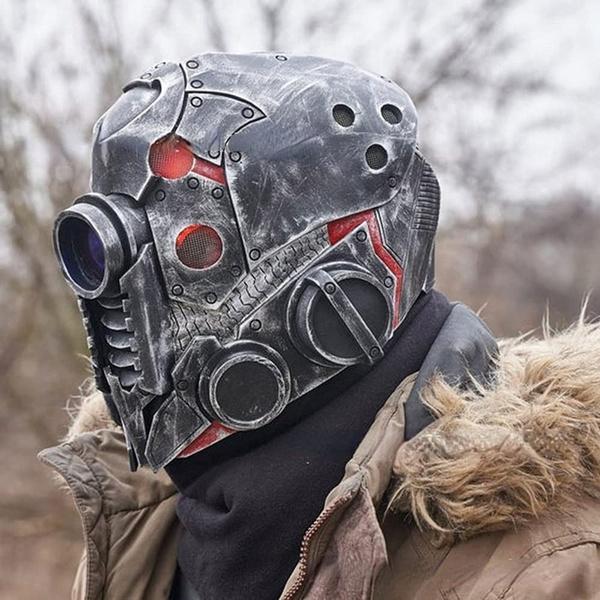 Новый Киберпанк Шлем Стимпанк Маска Фестиваль Призраков Стимпанк Робот Латексная Маска Головной Убор