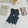New Autumn and Winter Women Socks Floral Print Vintage Middle Tube Socks Japanese Fashion Harajuku Retro Sweet Girl Ruffle Socks