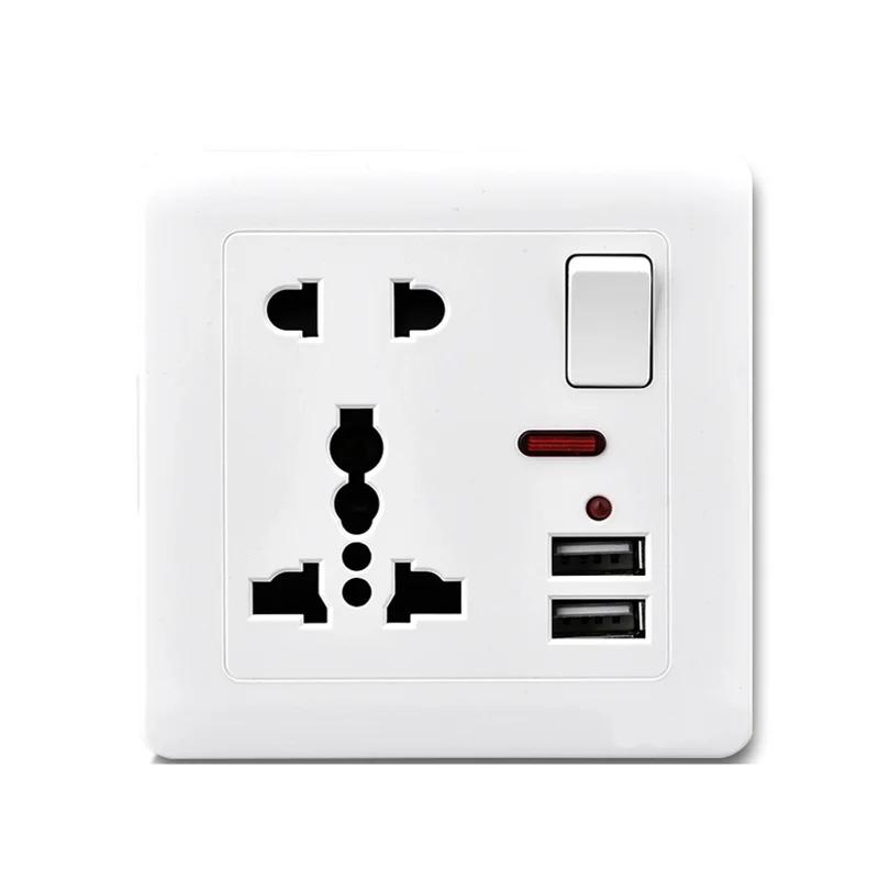 Depoguye UK Plug Usb Wall Socket, 5V 2.1A Double USB Socket Universal Three Hole Power outlet,With LED Indicator AC110V-250V