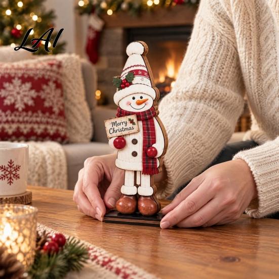 Festive Home Decorations Wooden Christmas Table Sign Santa Claus Elk Snowman Tabletop Decoration Desktop Holiday Party Centerpiece for Office Shelf