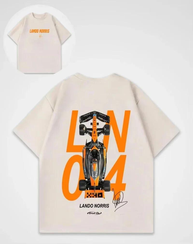 Графическая футболка Lando Norris Харадзюку Y2k Топ Винтажная гоночная футболка Унисекс Свободная хлопковая футболка Унисекс Одежда Хип-хоп Уличная одежда