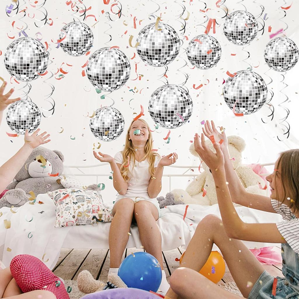 54 Pieces Disco Party Decorations Disco Ball Hanging Swirls 70s Party Hanging Swirls Ceiling Decor for Disco Fever Party 70s Hippie Birthday Party