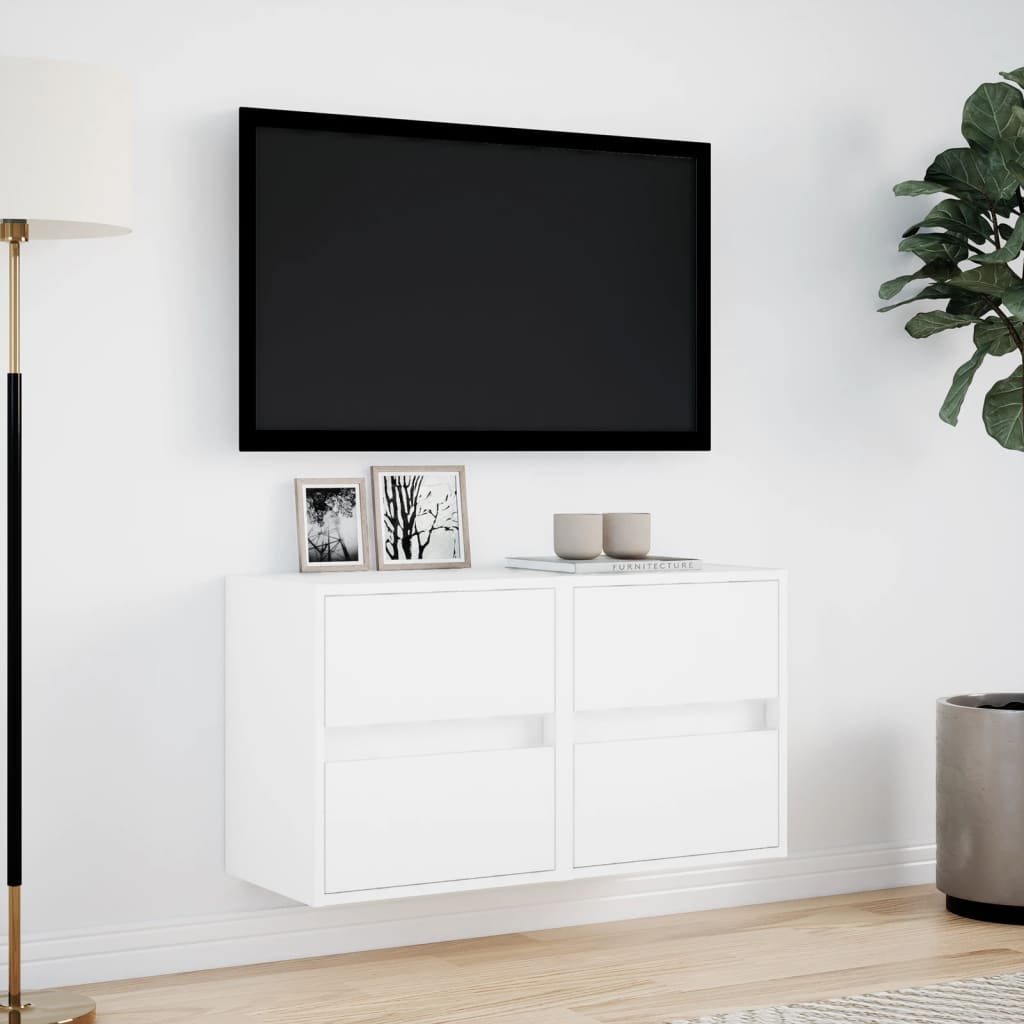 Vidaxl Ścienne Szafki Tv Z Led, 2 Szt., Białe, 41X31X45 Cm