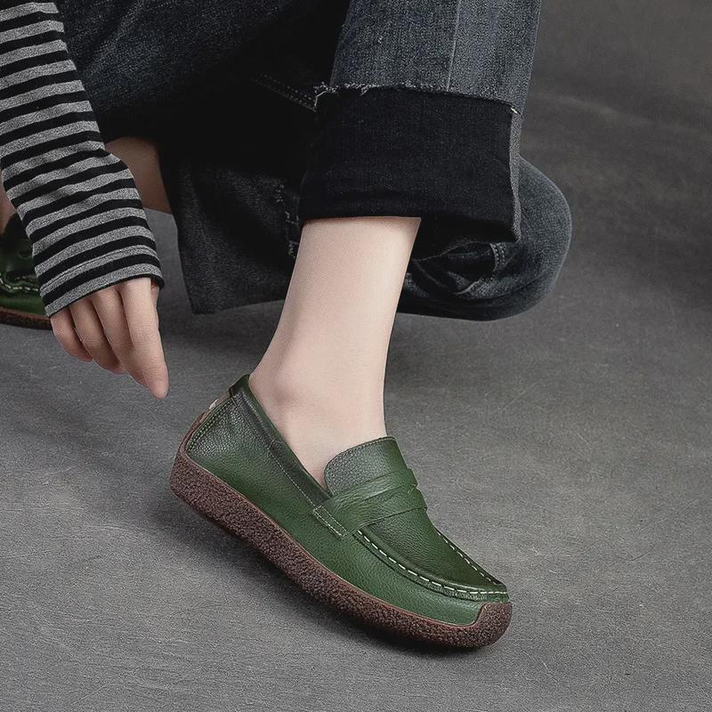 Шанхай Цзечу весна 2023 ретро плоские женские туфли из коровьей кожи