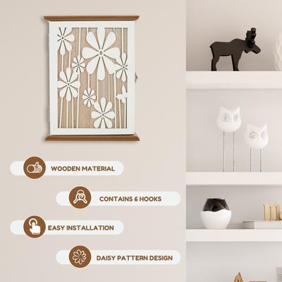 Деревянный настенный держатель для ключей с 6 крючками для ключей Вешалка для ключей Ключница Органайзер для ключей для прихожей, коридора, офиса, домашнего декора