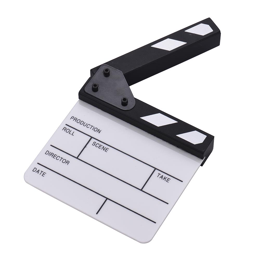 Compact Size Acrylic Clapboard Dry Erase TV Film Movie Director Cut Action Scene Clapper Board Slate Film Director Clapperboard