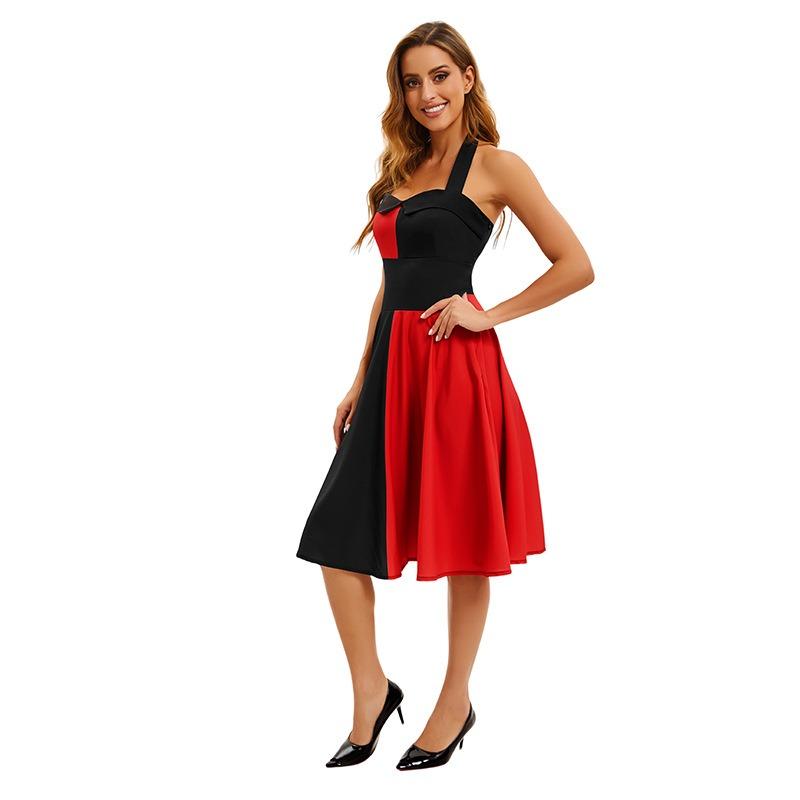 Новое Хэллоуинское пали черное и красное платье на подтяжках с контрастным принтом клоуна, костюм для сценического выступления