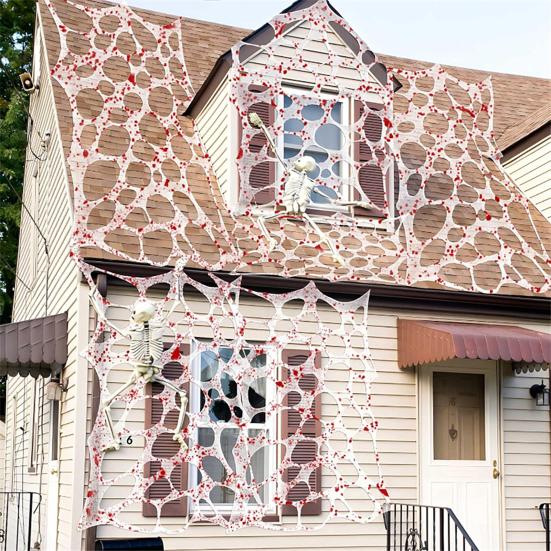 Украшение в виде паутины на Хэллоуин Гигантская эластичная паутина Декор из кровавой марли Имитация паутины Украшение дома с привидениями