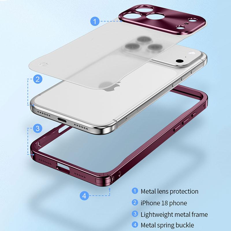Металлический чехол для телефона с пряжкой и рамкой для 17 18 Pro Max, магнитный, алюминиевый, матовый, с задней панелью из поликарбоната, чехол для телефона для Magsafe