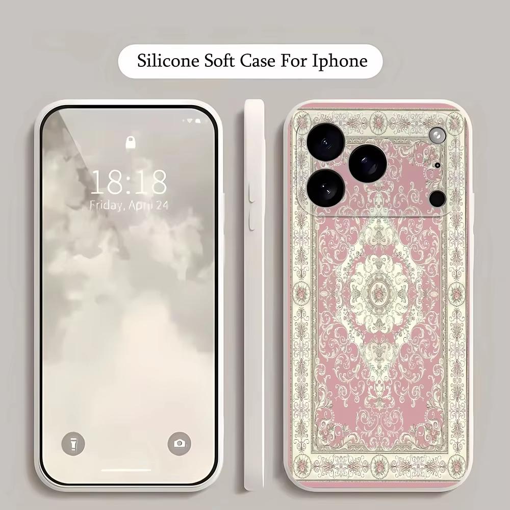 Винтажный персидский ковер Принт Чехол для телефона Для Iphone 17 Air 16 16e 15plus 14 13 12 11 Pro Max Boh Ковер Ударопрочный Силиконовый Чехол