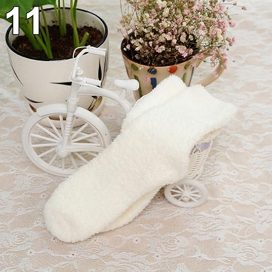 Женские зимние теплые утепленные коралловые флисовые пушистые однотонные носки для сна для девочек