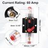 uxcell Car Circuit Breaker with Manual Reset Inline Fuse Holder Protection DC - 48V 60A Black Red 1 Set