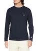 Champion Long Sleeve Size Crew Embroidered Basic Men's T-Shirt, Navy, S, C8-X408, 100% Cotton, Neck, Logo,