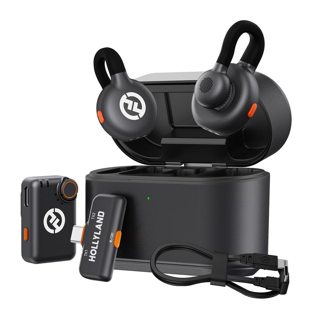 Hollyland Lark M2S Wireless Microphone, 48kHz/24bit HD Audio, 300m Range, 30H Battery, Noise Cancellation, USB-C/3.5mm for Camera Phone Vlog