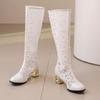 Q/Women's High-heeled Boots, Sexy European and American Style, Thick Heels, Lace Patchwork, Oversized Hollow Out Cool Boots