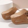 Летние новые большие женские туфли с открытым носком, танкетка, босоножки с открытым носком