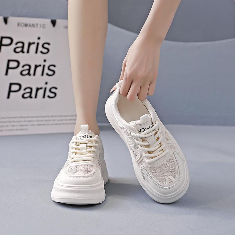 Новые летние модные универсальные женские туфли, повседневные спортивные туфли с толстой подошвой из дышащей сетки для студентов