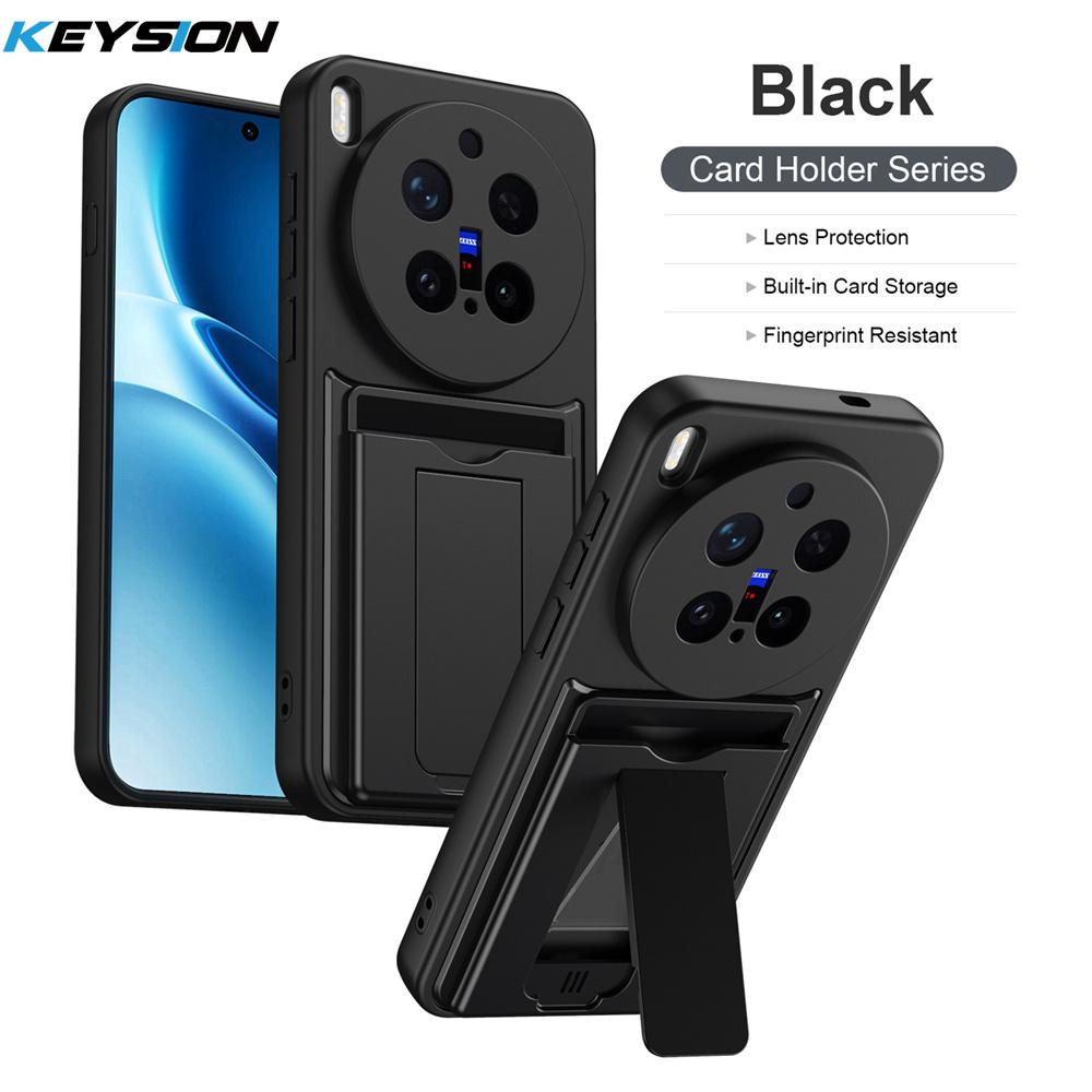 KEYSION Чехол-кошелек с держателем для карт для VIVO X300 Pro 5G, силикон+ПК, вертикальная подставка, противоударная задняя крышка для VIVO X300 Pro