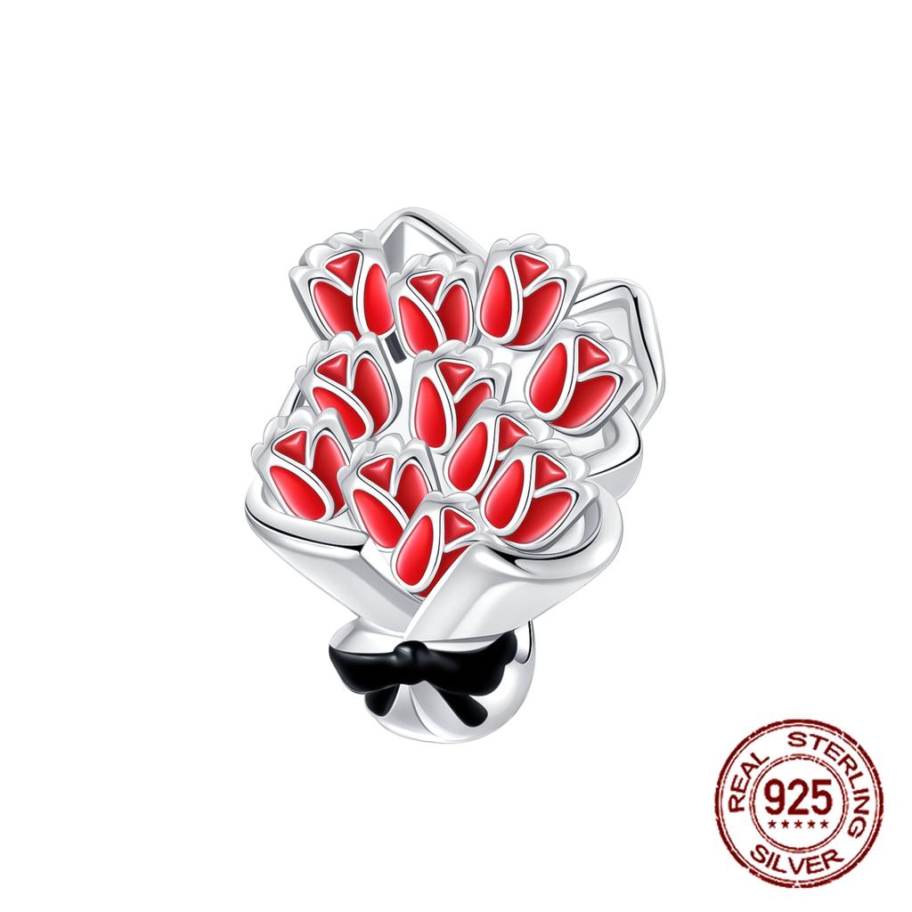 Шармы Бусины Серии Красного Цвета Медь Кровь Сердце Любовь Машина Клубника Фрукты Подвеска Подходят Оригинальному Браслету-Бэнглу DIY Ювелирные Изделия