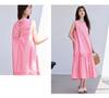 Summer 'Dragon Fruit Pulse Wave' Korean version dopamine girlish sleeveless lotus leaf backless dress with exposed back