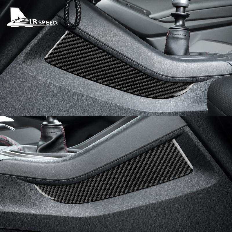 Real Soft Carbon Fiber Car Center Control Gear Side Decor Sticker For Subaru WRX/WRX STI Interior Trim Accessories