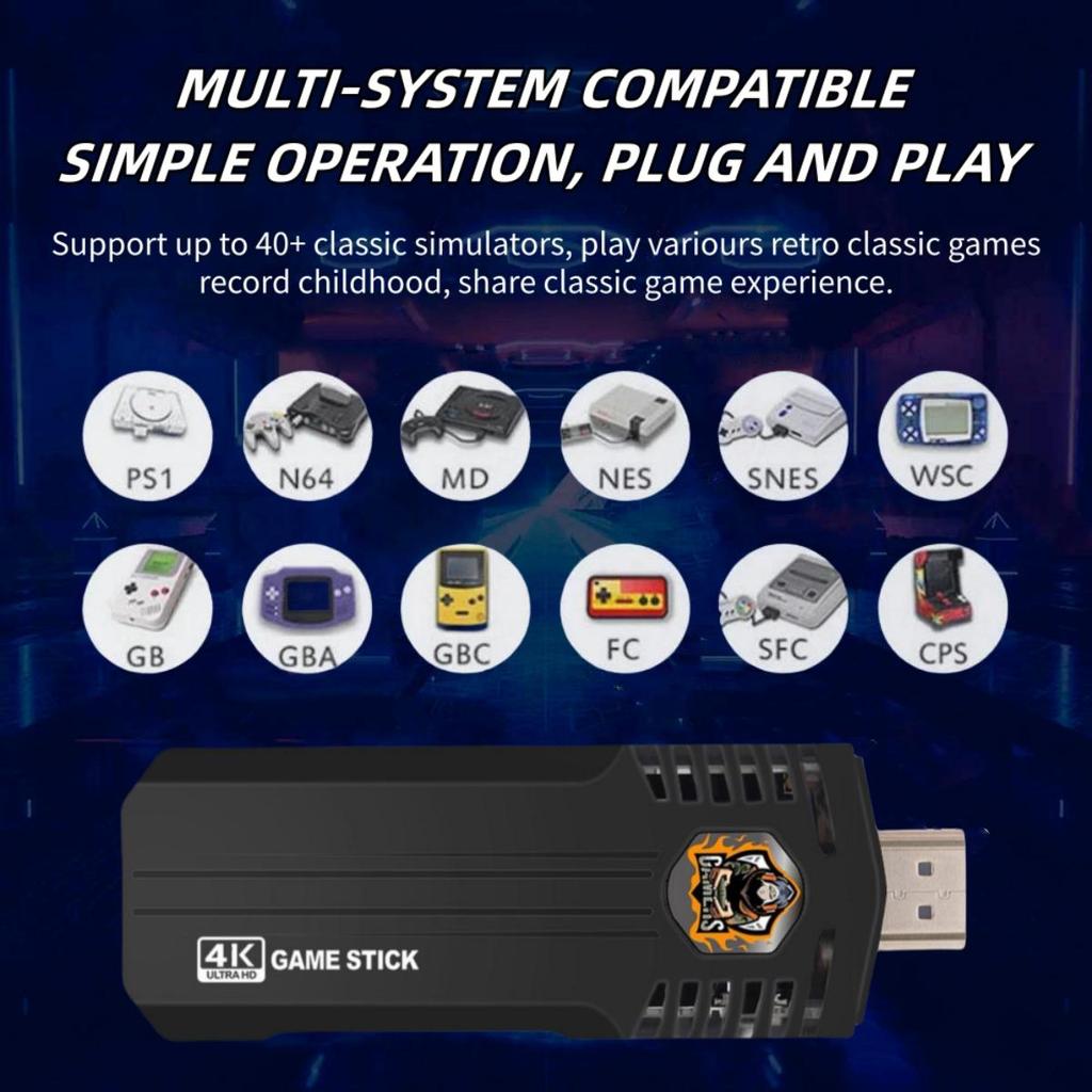 X8 Pro Wireless Retro Game Console with 35000+ Built-in Classic Games, 4K HDMI TV Output, Dual 2.4G Wireless Controller, 64G Nostalgic Game Stick