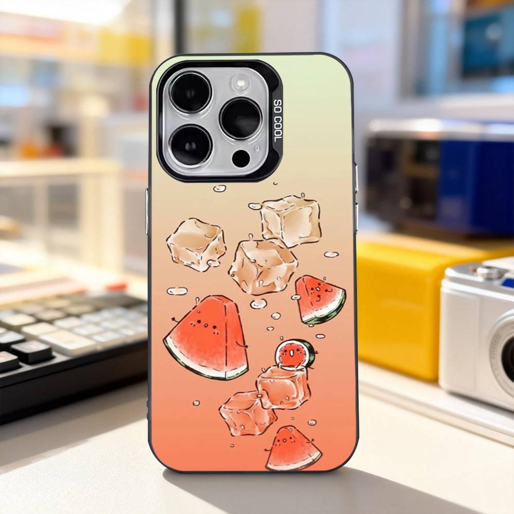 Милый чехол для телефона с арбузом для iPhone 17,16,15,14,13,12,11,Pro,XS,Max,Plus,Mini,SE4,E IMD Матовый черный