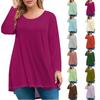 Women's Fashion Large Size Round Neck Long Sleeve Casual Solid Color Loose Pullover Top