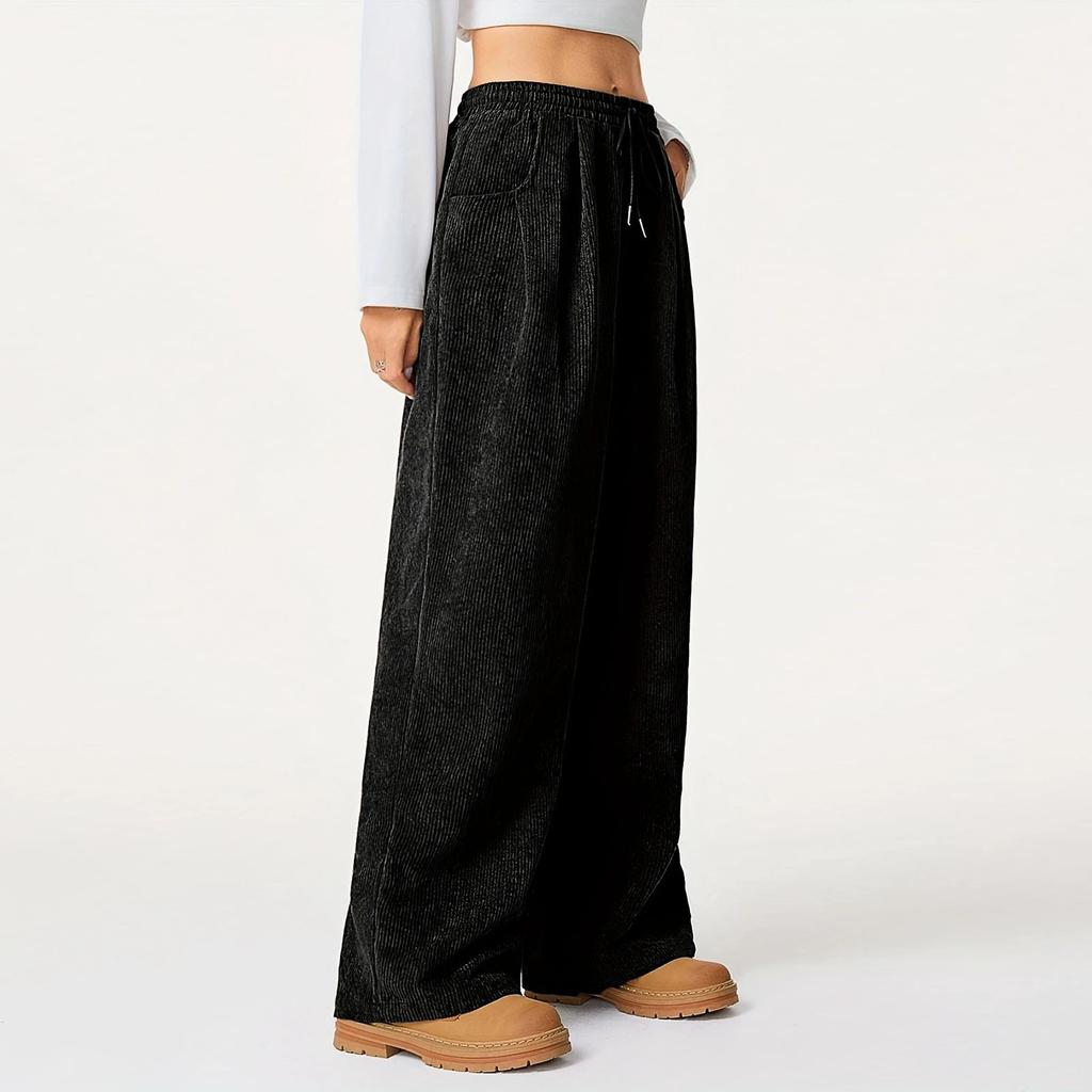 Женские модные вельветовые повседневные брюки с широкими штанинами, прямые брюки
