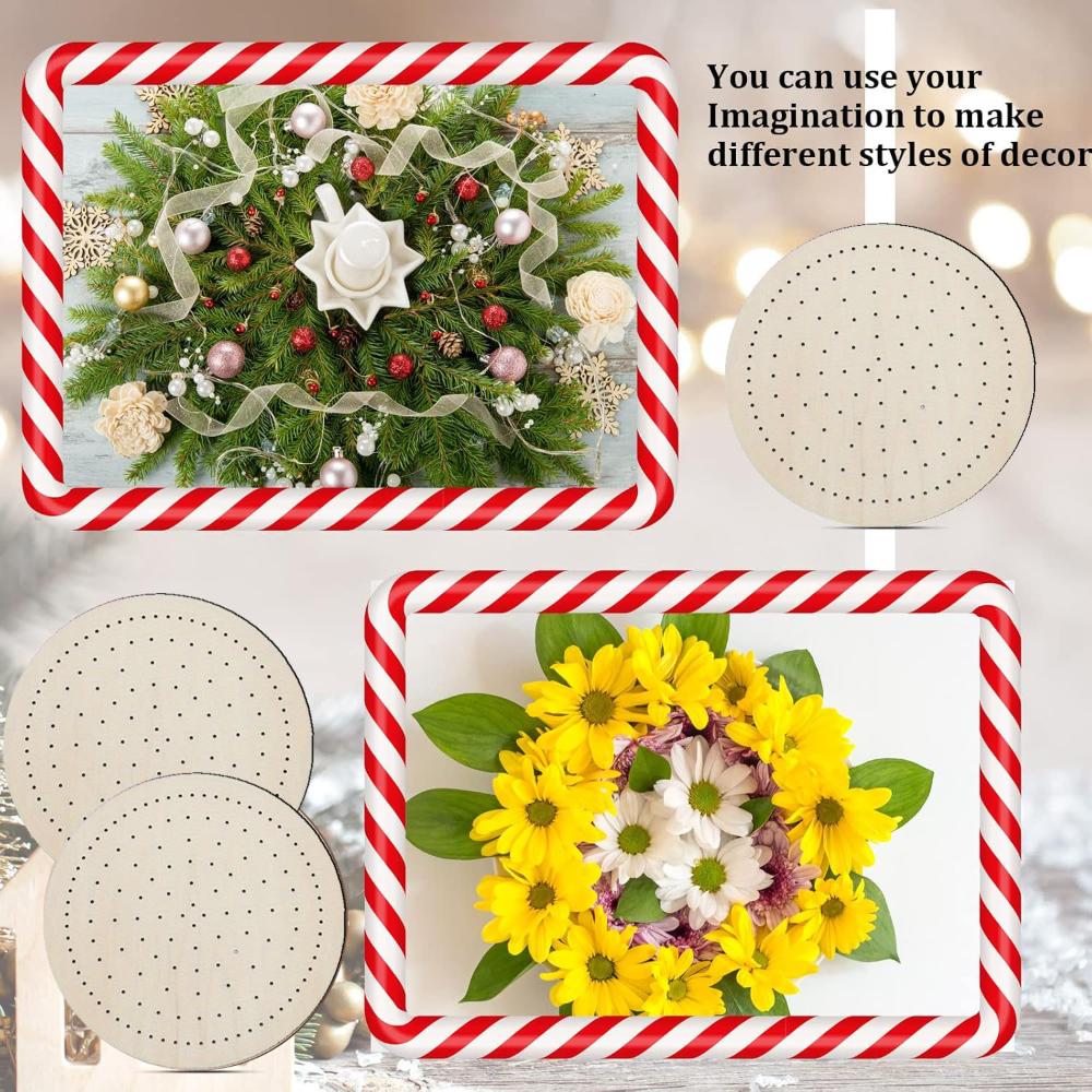 Wooden Wreath Frame Forms Set | Round,Triangle,Cross Shapes with Pre-Drilled Holes,Craft Supplies for Festive Decor,No Feathers