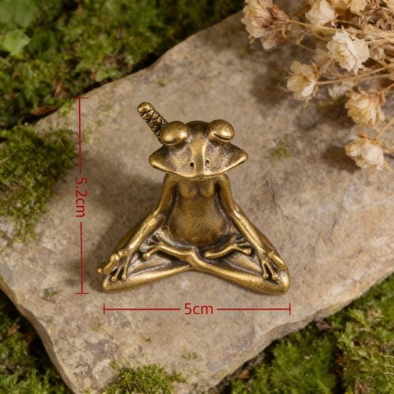 Alloy Zen Meditation Frog Statue Durable Alloy Vintage Texture Small Figurine for Tea Table Home Decor