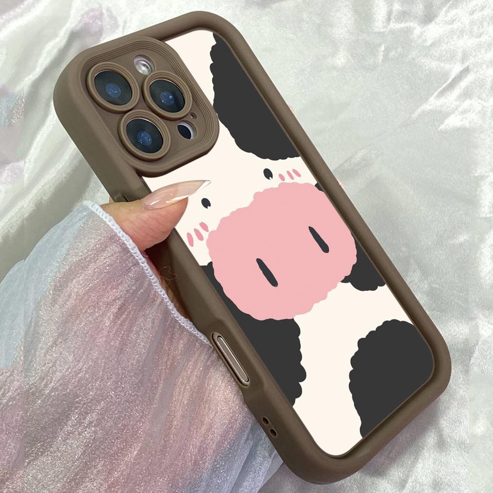 JT301 Милая корова для iPhone 17 16 15 14 13 12 Pro Max Samsung S26 S25 Ultra A17 A16 A07 A56 A06 A05 A13 A14 A15 Xiaomi 15T Redmi 15c Note 14 Мягкий чехол