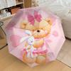 1pc Teddy Bear with Bunny on Pink Floral Background Umbrella with Plastic Handle,Suitable for All Seasons Home Travel Outdoor UmbrellaDD095