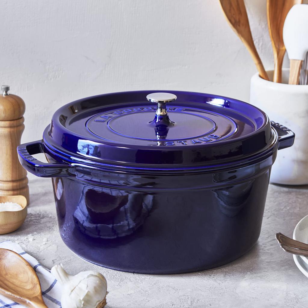 Staub Cocotte Round Granblue большой эмалированный горшок ручной работы, совместимый с IH, японский La Cocotte Round "Pico 28 см" [Авторизованный продукт] 40510-285